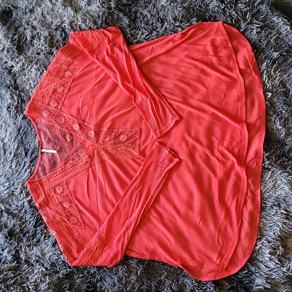 Free People Lola Lace Top in Rose Crimson